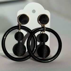Black Woven Hoop Earrings